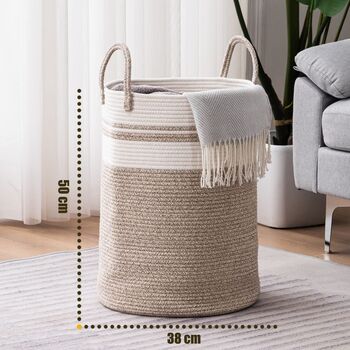58 L Brown Cotton Rope Woven Storage Basket, 8 of 8