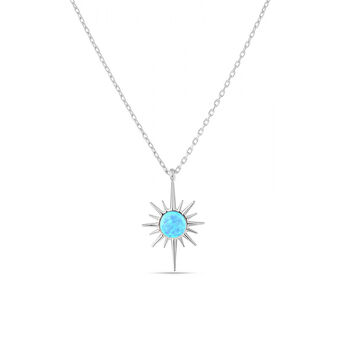 Blue Opal Northernstar Sterling Silver Pendant Necklace, 5 of 5
