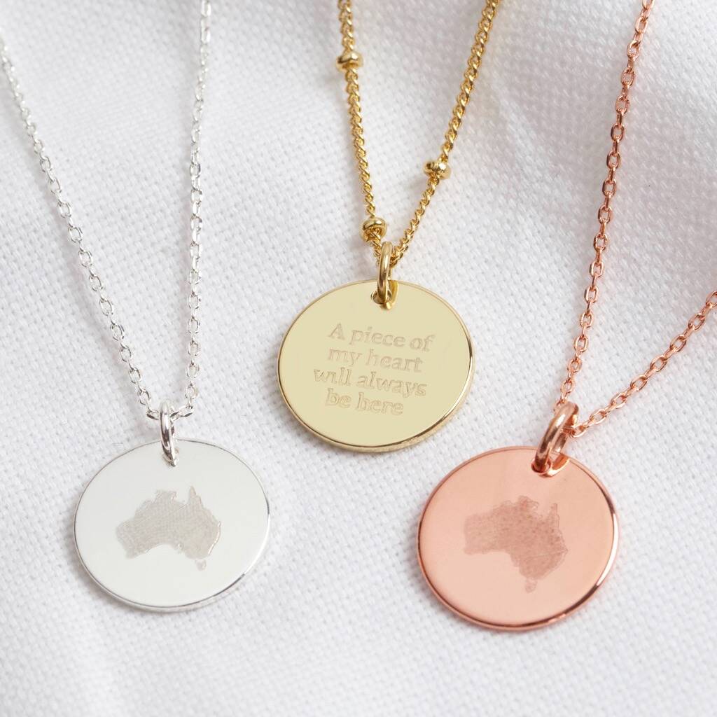 Personalised Australia Disc Charm Pendant Necklace By Lisa Angel