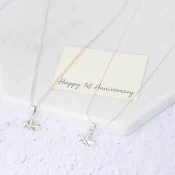 Silver 1st Anniversary Paper Boat Necklace, 5 of 8