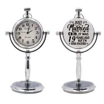 Personalised 19th Anniversary Silver Colour Desk Clock, 3 of 12