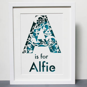 Personalised Name Paper Cut Picture Nautical Theme, 4 of 7