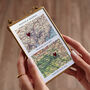 Personalised Map Picture With Two Hand Stitched Hearts, thumbnail 1 of 4