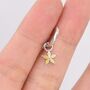 Sterling Silver Citrine Yellow Flower Cz Huggie Hoop, thumbnail 5 of 12