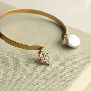 Art Deco Pearl Bracelet Cuff Bangle, 2 of 9