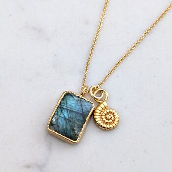 The Duo Labradorite Necklace, Gold Plated, 4 of 11