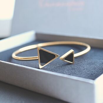 Geometric Bangle 18k Gold Plated Valentines Gift, 6 of 7