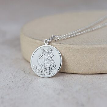 Sterling Silver Personalised St Christopher Pendant, 2 of 5