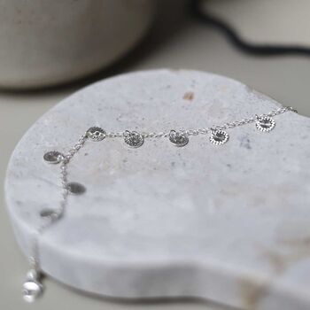 Sterling Silver Diamond Disc Bracelet, 7 of 10