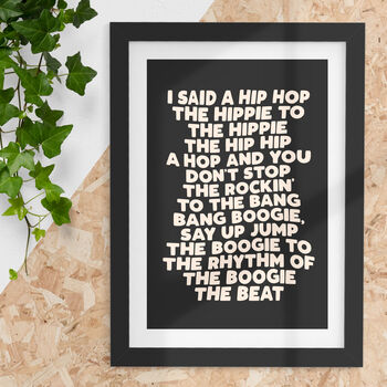 Iconic Hip Hop Rappers Delight Lyrics Print, 2 of 5