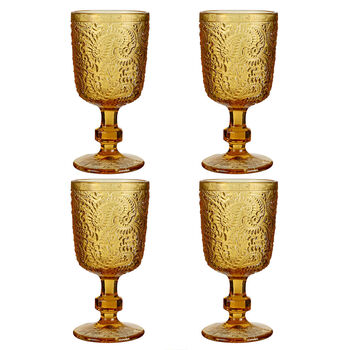Set Of Four Paisley Embossed Wine Goblets, 2 of 6