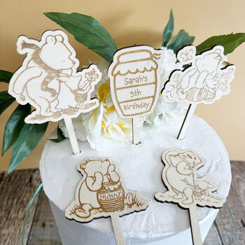 Personalised Pooh Bear Cake Toppers Set Of Five, 6 of 6