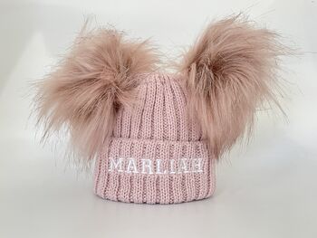 Rose Gold Embroidered Knitted Hat, 5 of 6