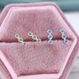 Tiny Turquoise Bar Stud Earrings In Sterling Silver, thumbnail 6 of 12