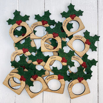 Personalised Family Christmas Handpainted Napkin Rings, 2 of 3