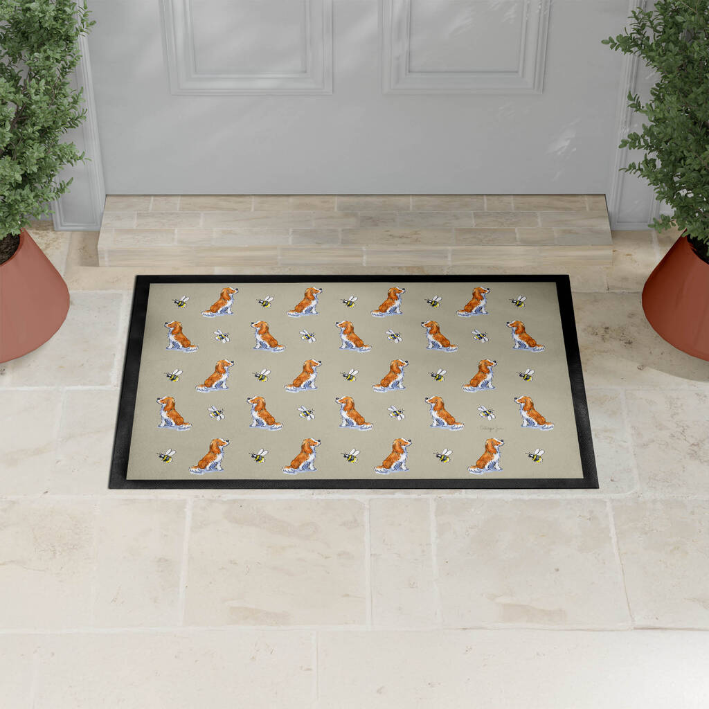 Cavalier King Charles Spaniel Dog Pattern Door Mat