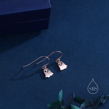 Little Ghost Drop Hook Earrings In Sterling Silver, 6 of 10