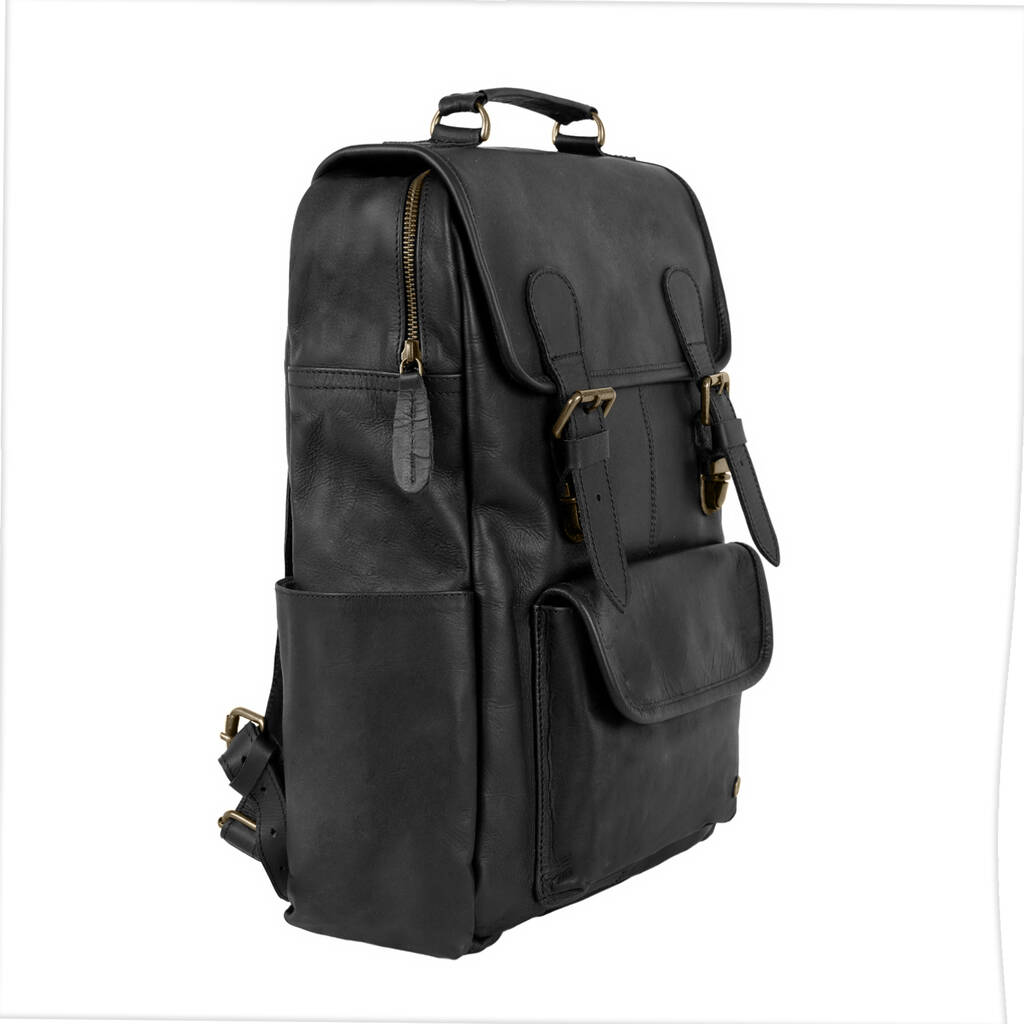 16 Inch Macbook Backpack In Black Leather By MAHI Leather