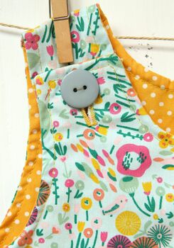 Reversible Pinafore Dress Yellow Summer Meadow, 3 of 7