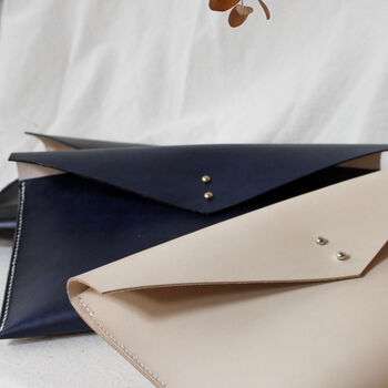 Handmade Leather Envelope Clutch Bag, 3 of 11
