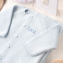 Personalised Pale Blue Luxury Cotton Baby Cardigan, thumbnail 11 of 12