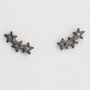 Black Colour Sterling Silver Star Stud Earrings, thumbnail 4 of 5