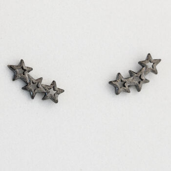 Black Colour Sterling Silver Star Stud Earrings, 4 of 5