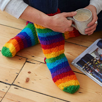 Handmade Rainbow Woollen Slipper Socks, 2 of 4