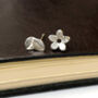 Sterling Silver Mismatched Flower And Leaf Earrings, thumbnail 3 of 12