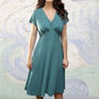 1930's Style Crepe Day Dress In A Venice Blue, thumbnail 1 of 3