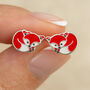 Girls Sterling Silver Red Panda Stud Earrings, thumbnail 4 of 7