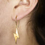 Thunderbolt Gold Earrings, thumbnail 2 of 3