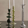 Light Green Handmade Glass Candlestick Holder, thumbnail 1 of 2