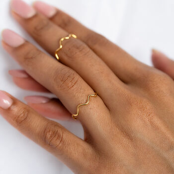 Gold Plated Ripple Wave Ring Non Tarnish, 4 of 9