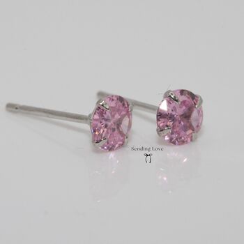 Sterling Silver Birthstone Stud Earrings For Her October Birthstone Earrings Gift, 5 of 7
