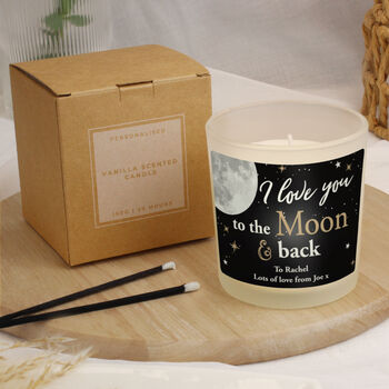 Personalised 'Moon And Back' Vanilla Scented Jar Candle, 2 of 4