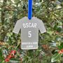 Personalised Football Shirt Hanging Christmas Decoration, thumbnail 1 of 4
