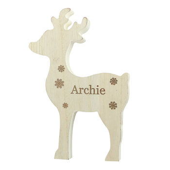 Personalised Name Wooden Reindeer Decoration, 4 of 4