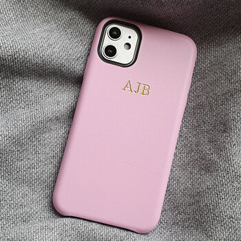 Pink Faux Leather Embossed Personalised Phone Case, 5 of 11