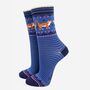 Ginger Cats Striped Bamboo Socks Women's Blue, thumbnail 1 of 3
