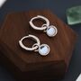 Dangle Moonstone Huggie Hoop In Sterling Silver, thumbnail 6 of 12