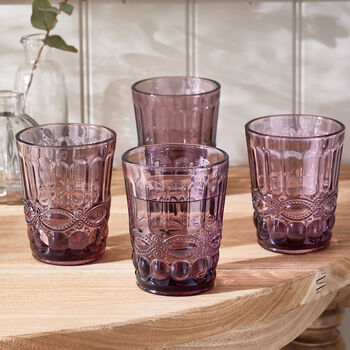 Set Of Four Rose Quartz Glass Tumblers, 3 of 6