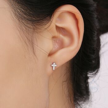 Sterling Silver Very Tiny Cross Stud Earrings, 7 of 12