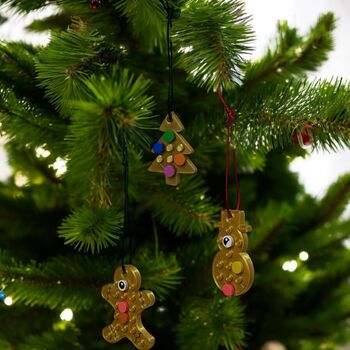 Lego Compatible Gold Tiny Christmas Tree Decoration Set Of Three, 2 of 7