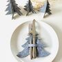 Scandi Christmas Tree Cutlery Holder Set Of Six, thumbnail 1 of 5