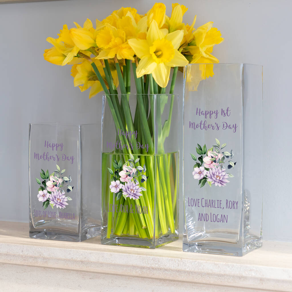 Personalised Happy Mother's Day Glass Vase By Mirrorin