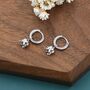 Lily Of The Valley Flower Charm Huggie Hoop Earrings In Sterling Silver, thumbnail 5 of 12
