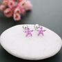Sterling Silver Pink Cz Flower Barbell Earrings, thumbnail 7 of 12