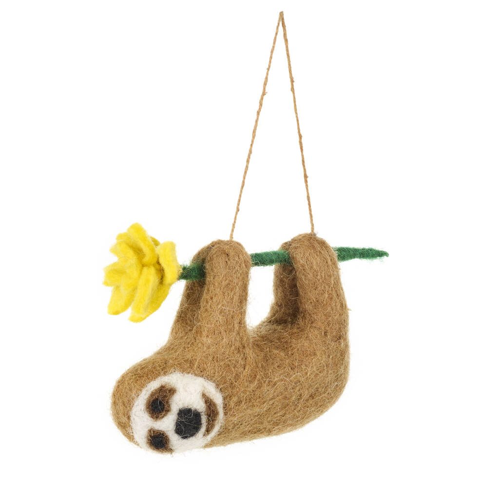 Sunny The Sloth Fair Trade Handmade Felt Animal, 1 of 2