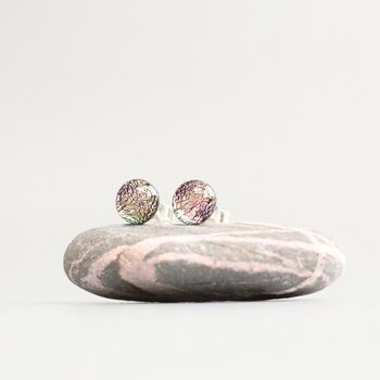 Small Pink Fused Glass Sterling Silver Stud Earrings, 9 of 12